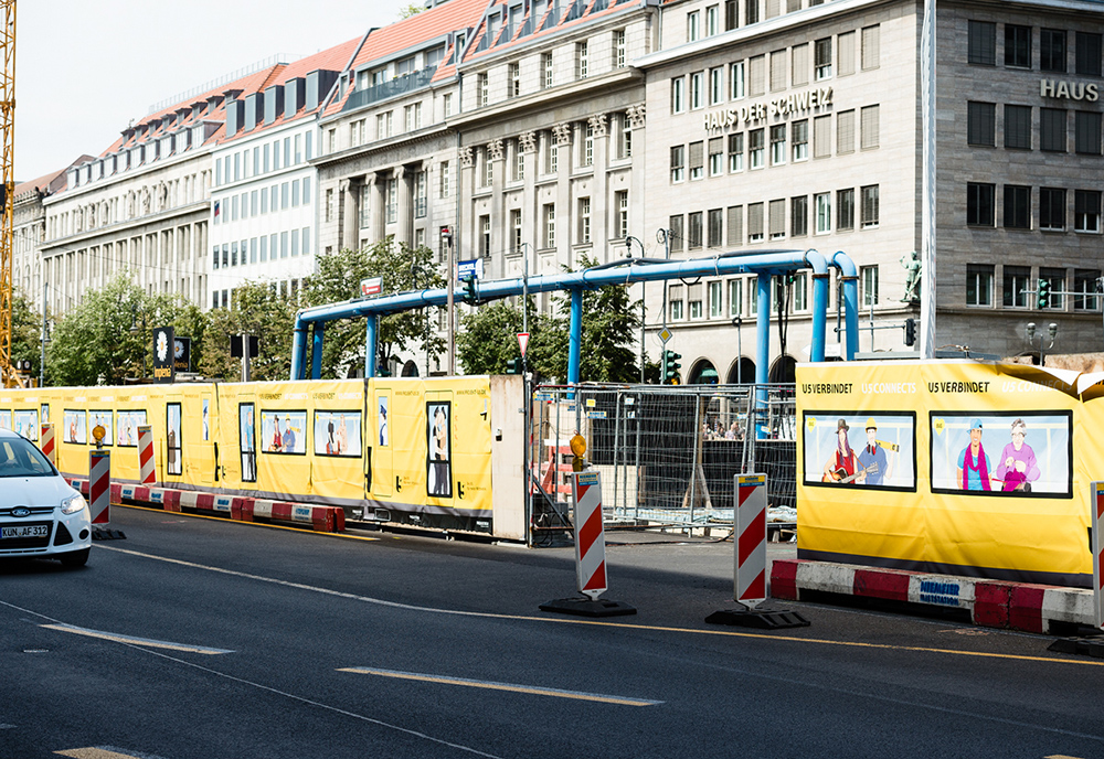 Construction site perimeter artwork to re-create the shot from 1987