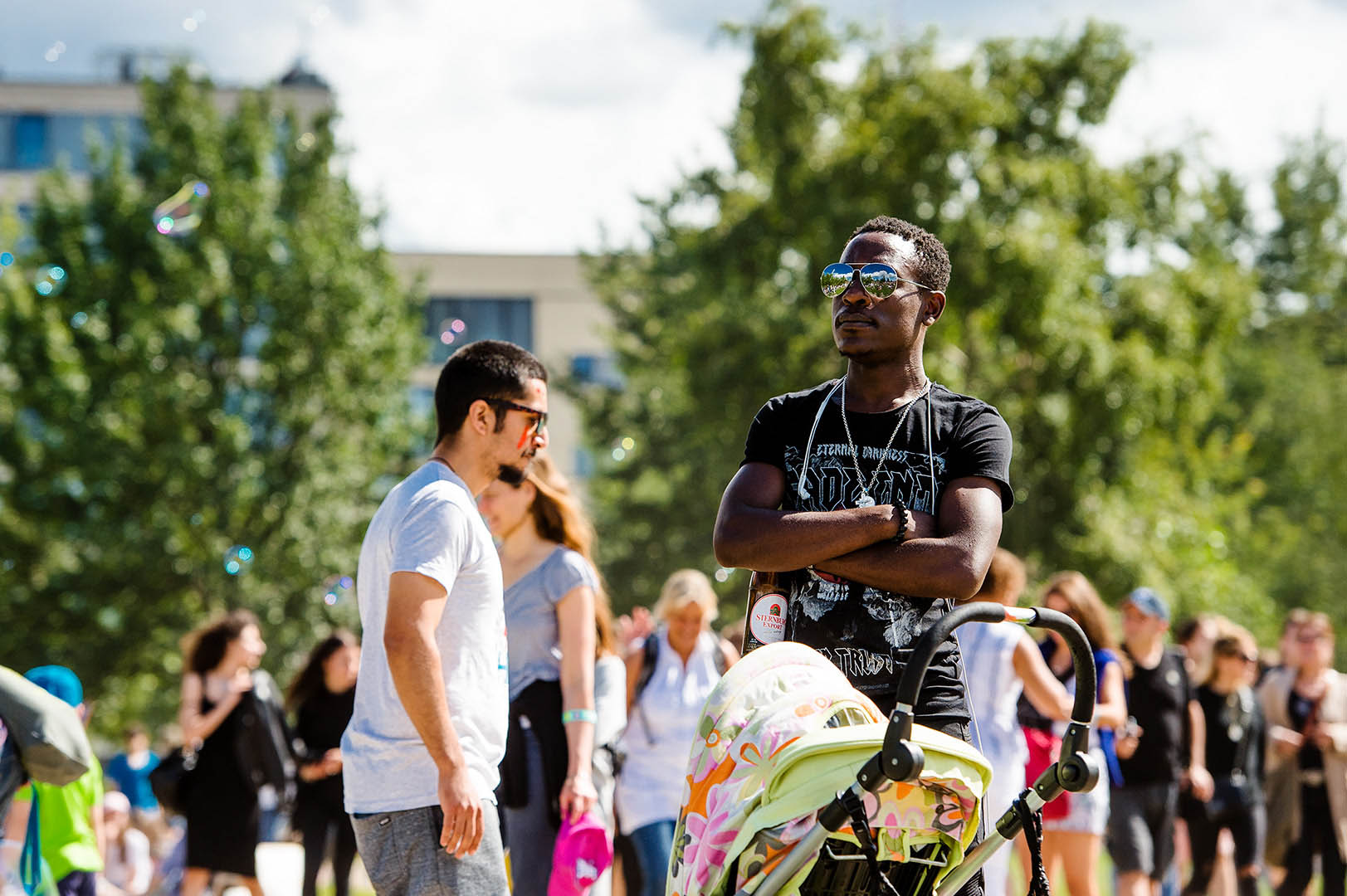 Cool dude looks into the distance in Mauerpark Berlin