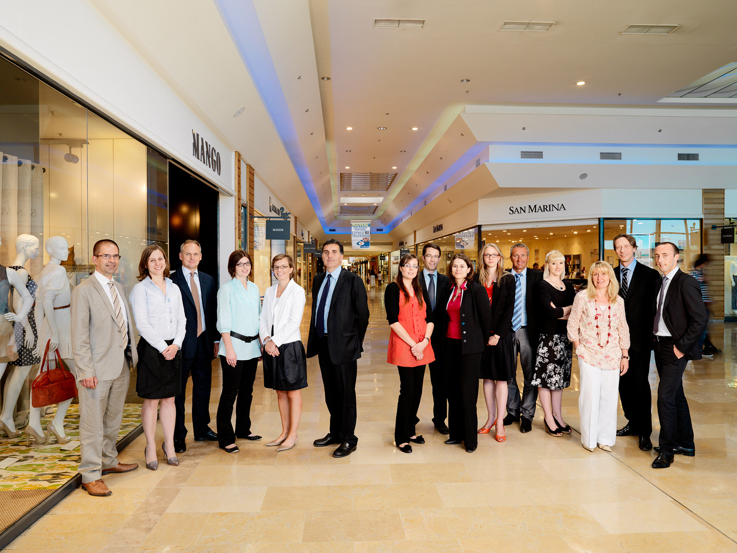 Retail management Group shot in French Shopping Centre