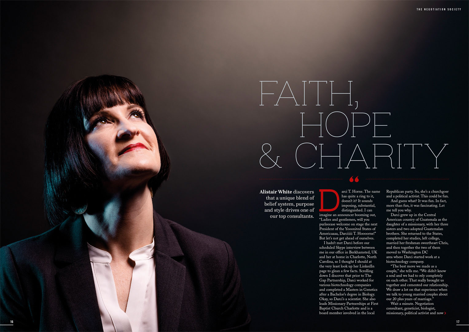 Spread from The Negotiation Society Magazine featuring Darcy T Horne