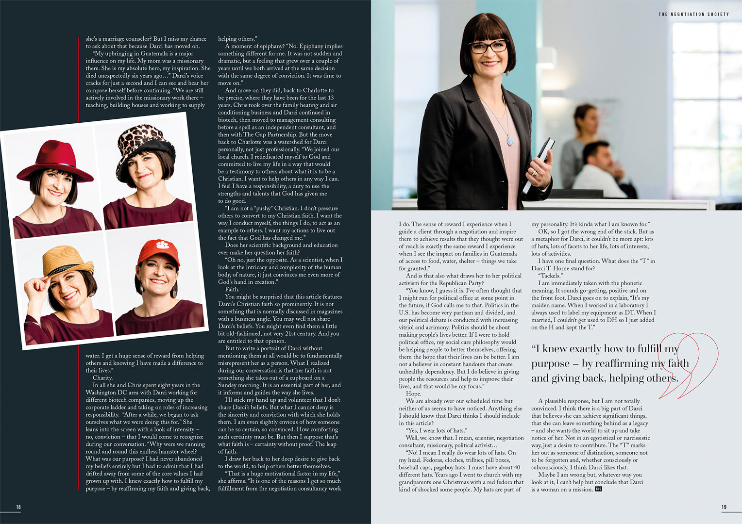 Inside spread from The Negotiation Society Magazine featuring Darcy T Horne