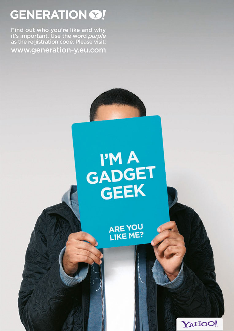 Poster featuring Young twenty something Male Casually dressed for Yahoo Generation Y Campaign
