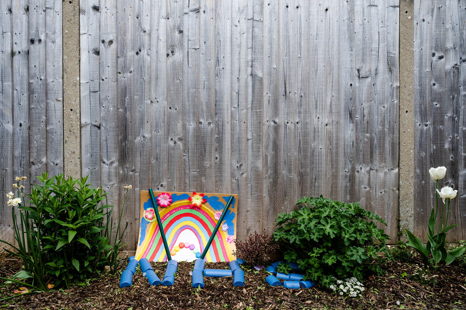 Rainbow Shrine to NHS in Alleyway during lockdown