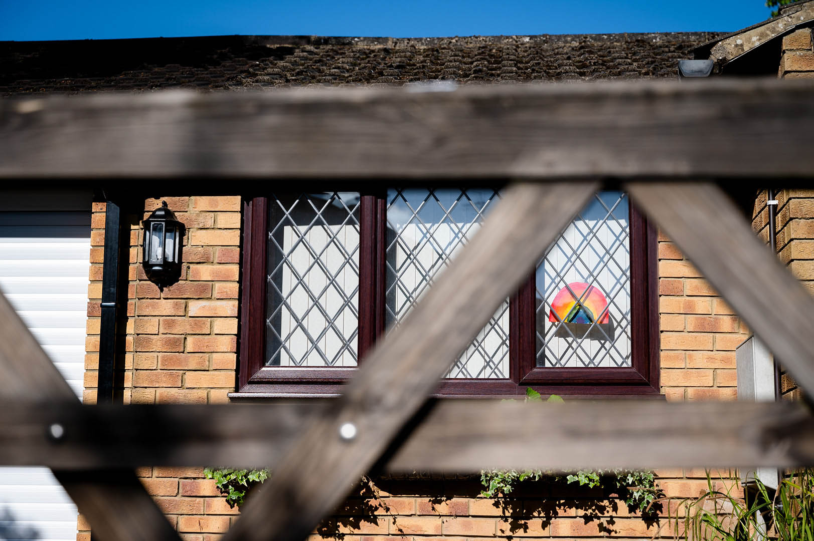 Rainbow in Leaded window scene
