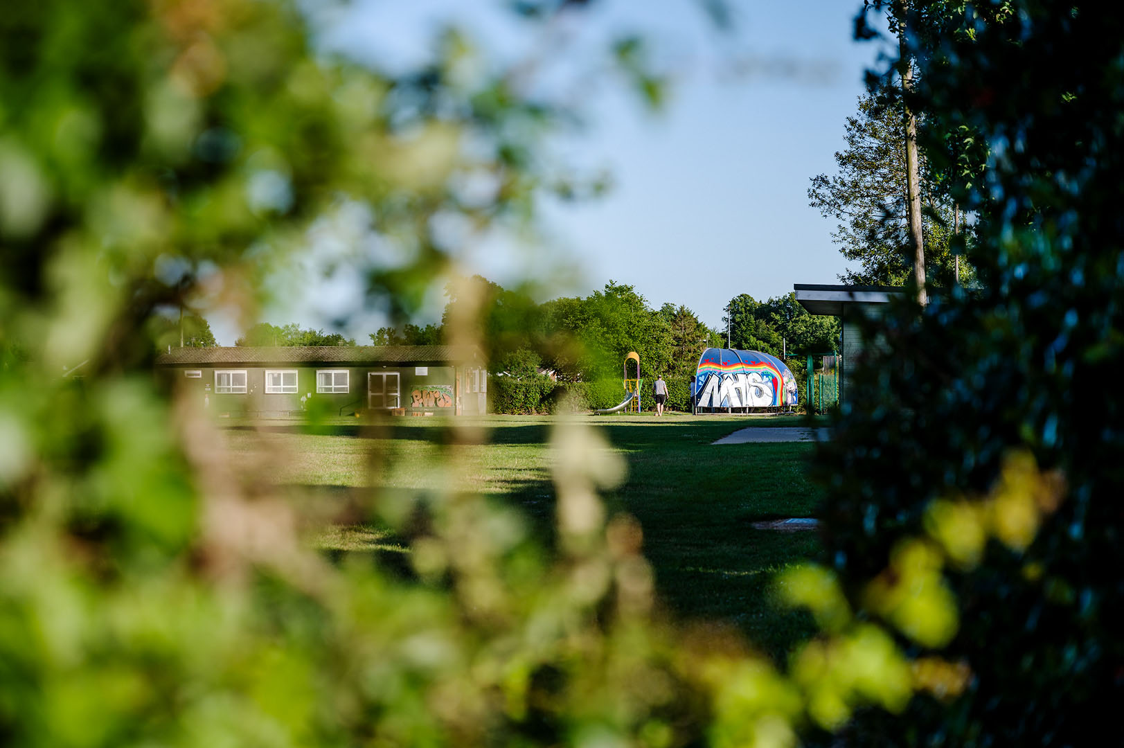 Rainbow graffiti on shelter during lockdown
